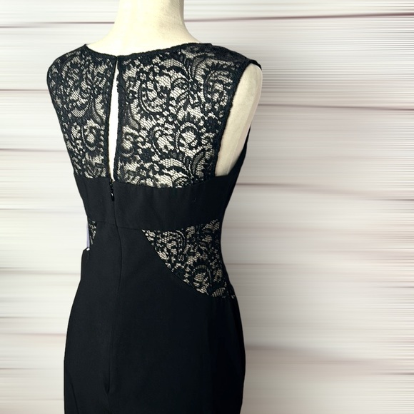 NWT Vera Wang Little Black Cocktail Sheath Dress Sleeveless Lace Panels US 6 - Picture 8 of 13